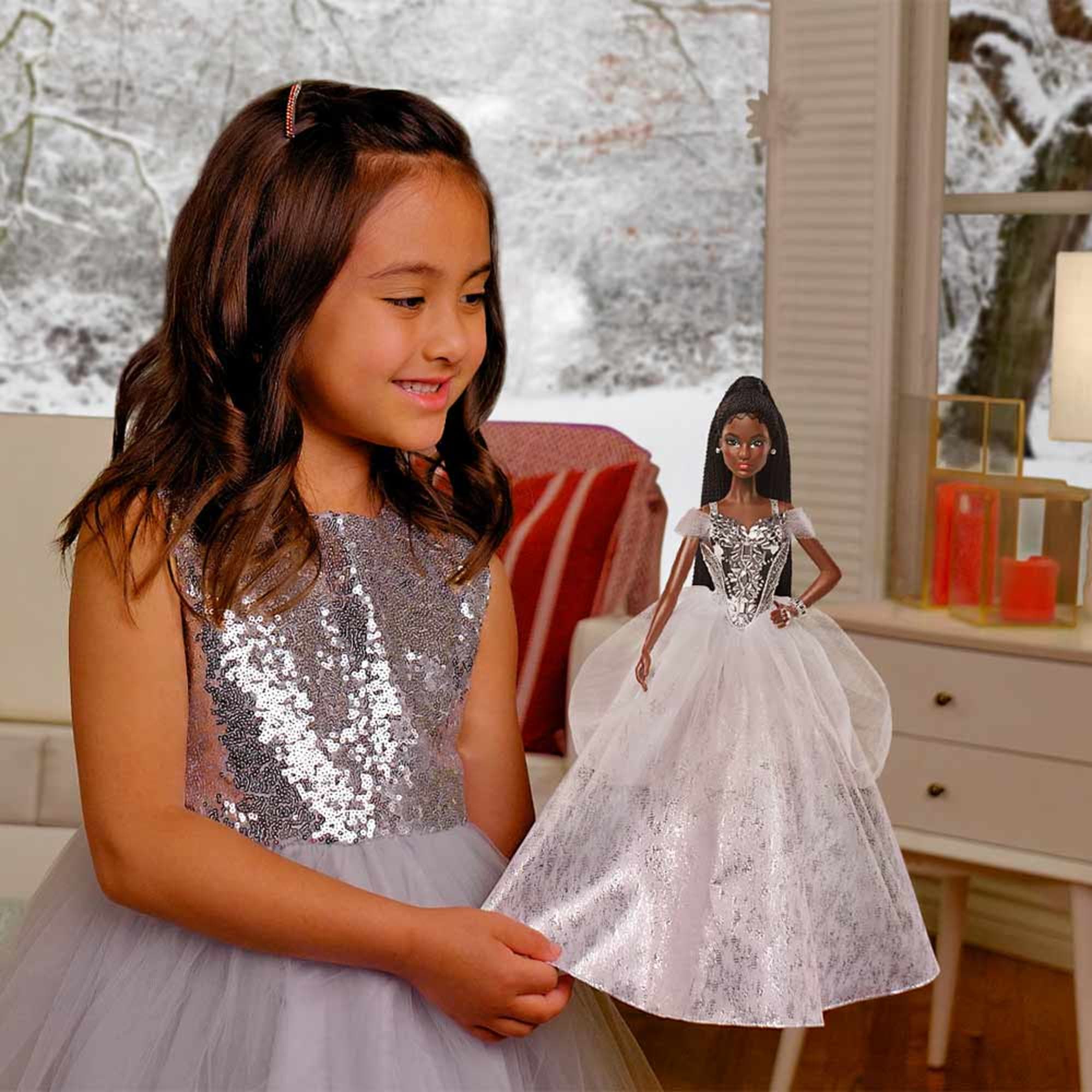 2021 Holiday Barbie Doll, Brunette Braids - Image 8