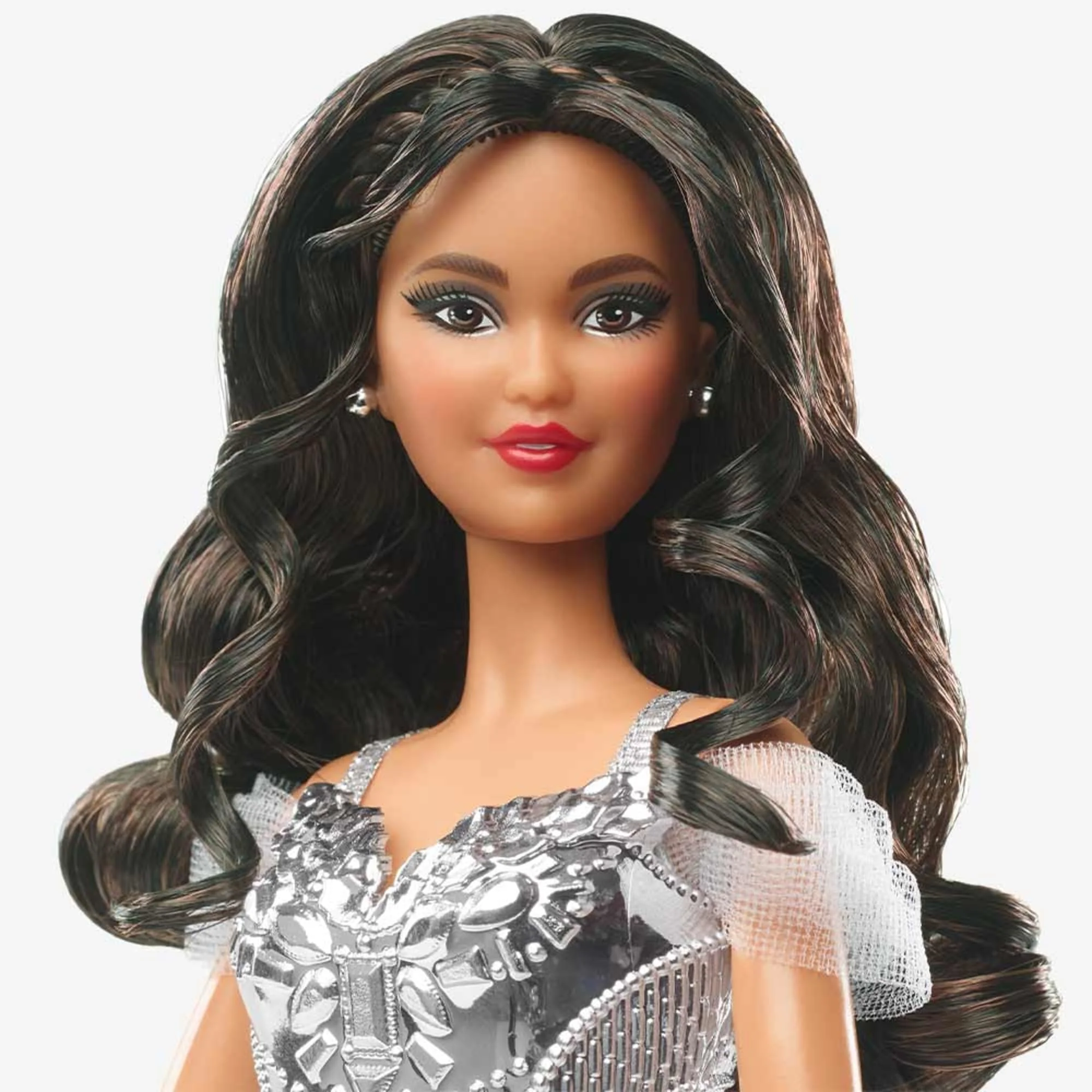 2021 Holiday Barbie Doll, Brunette Curly Hair - Image 3