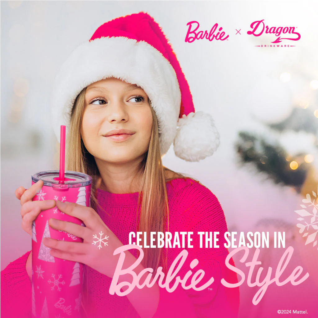 Barbie™ Pink Christmas Tumbler - Image 7