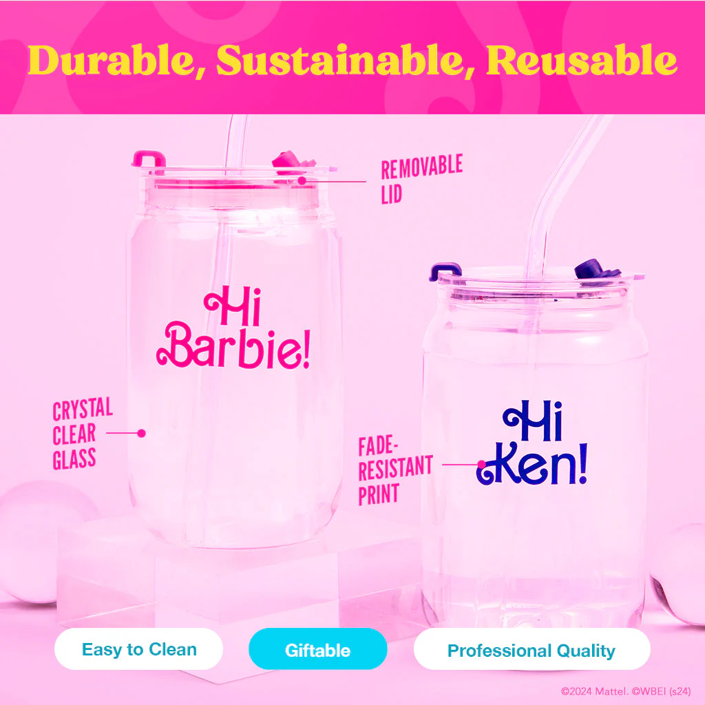 Barbie™ the Movie X Dragon Glassware® Hi Barbie! Hi Ken! Drinking Glasses - Image 12