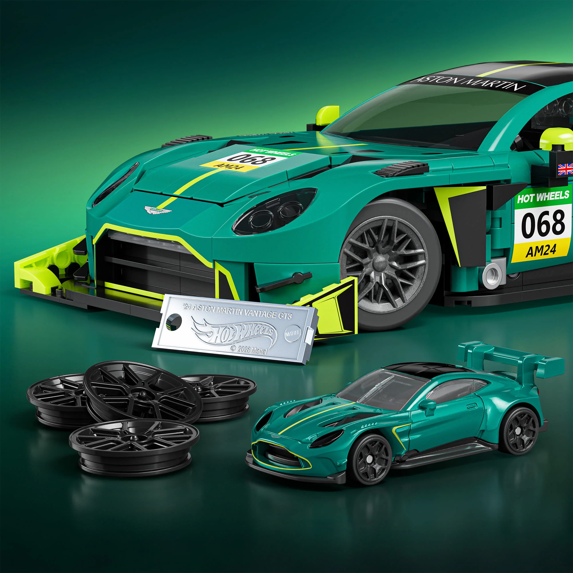 Mattel Brick Shop Hot Wheels ’24 Aston Martin Vantage GT3 Building Set - Image 5