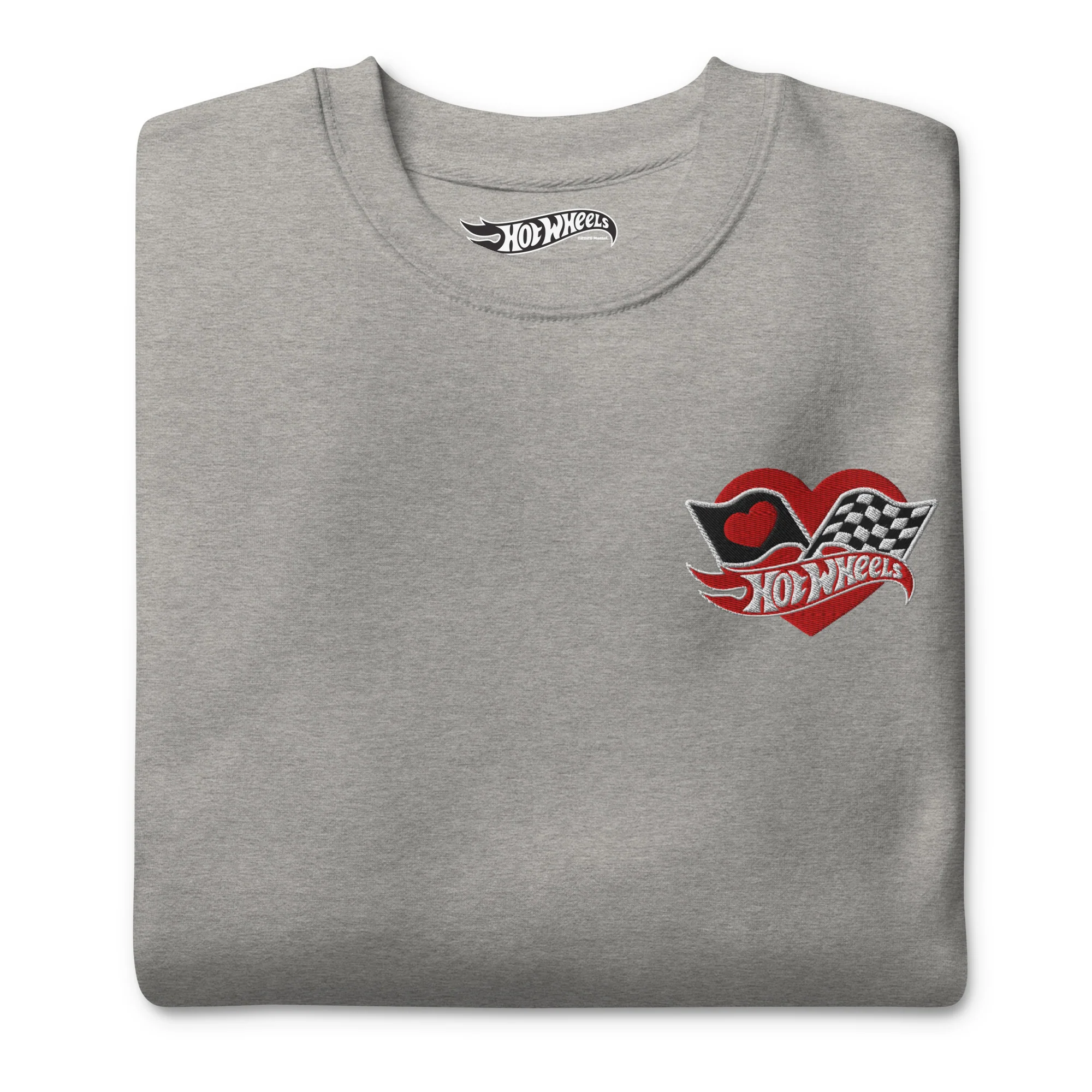 Hot Wheels Checkered Hearts Embroidered Grey Sweatshirt - Image 5