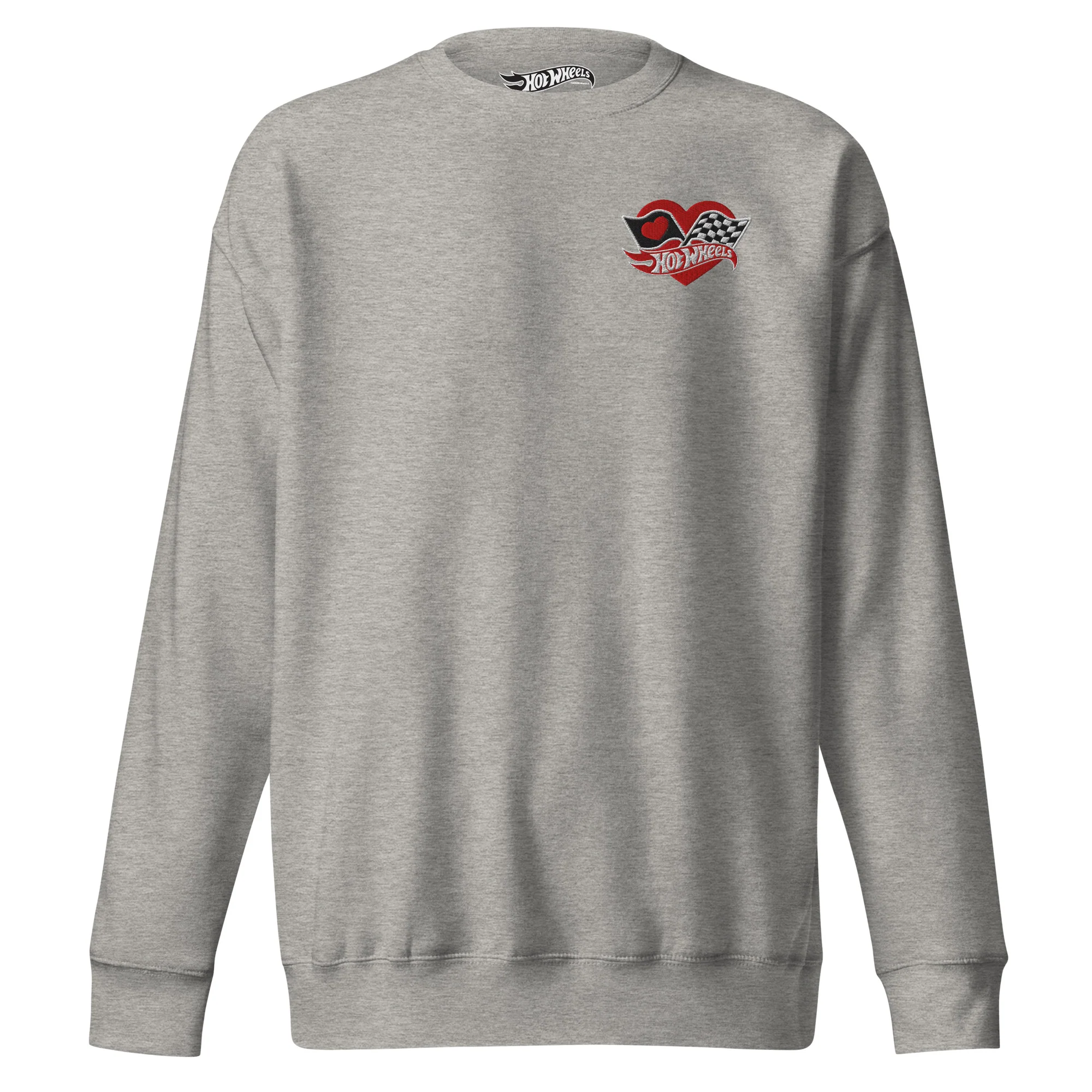 Hot Wheels Checkered Hearts Embroidered Grey Sweatshirt - Image 6
