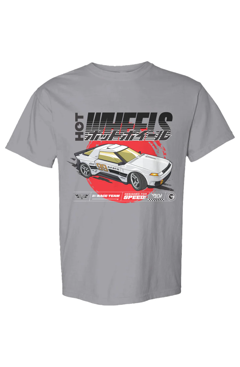 Hot Wheels in Kanji Grey T-Shirt - Image 3