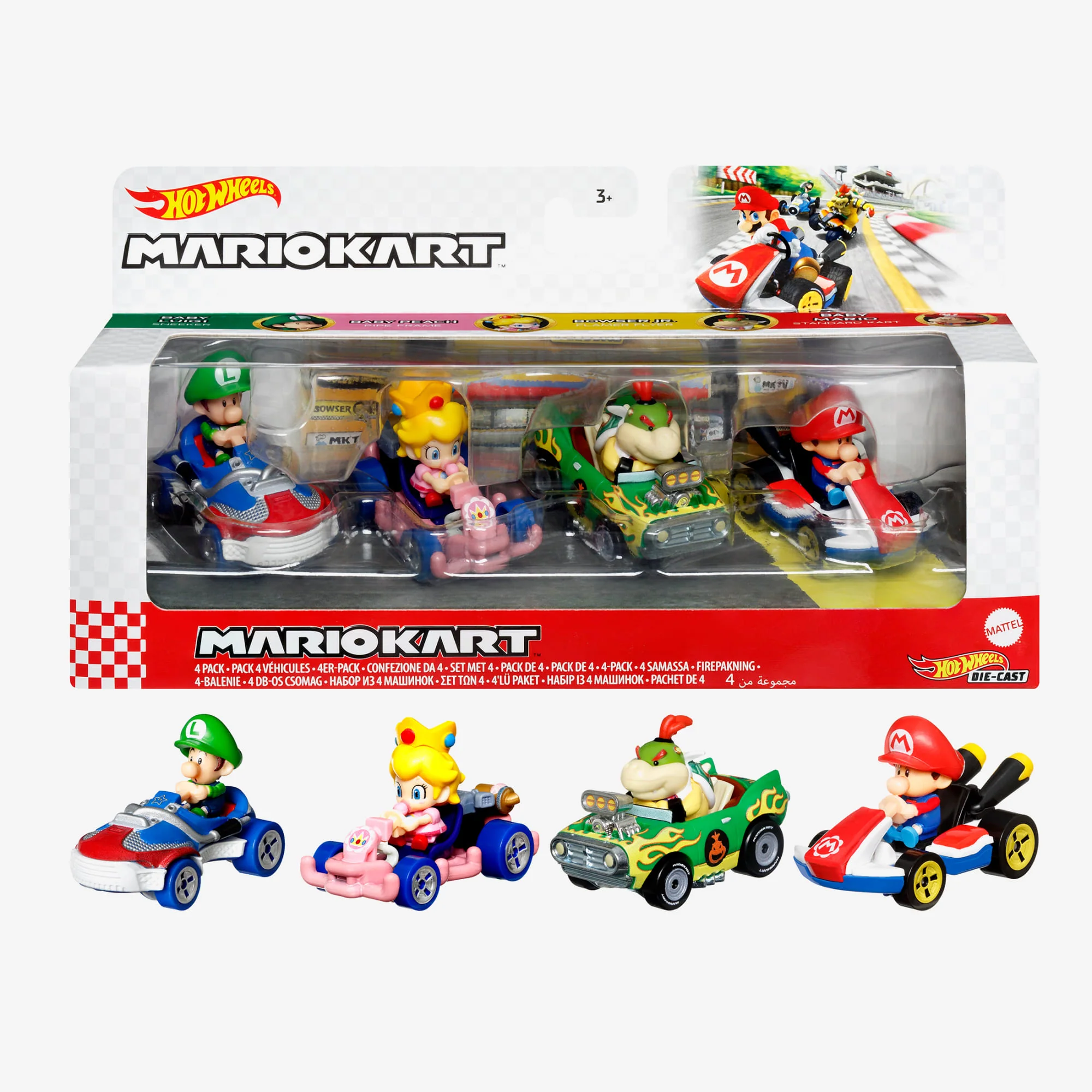 HOT WHEELS MARIOKART, 4 Pack with 1 Exclusive Kart - Image 2