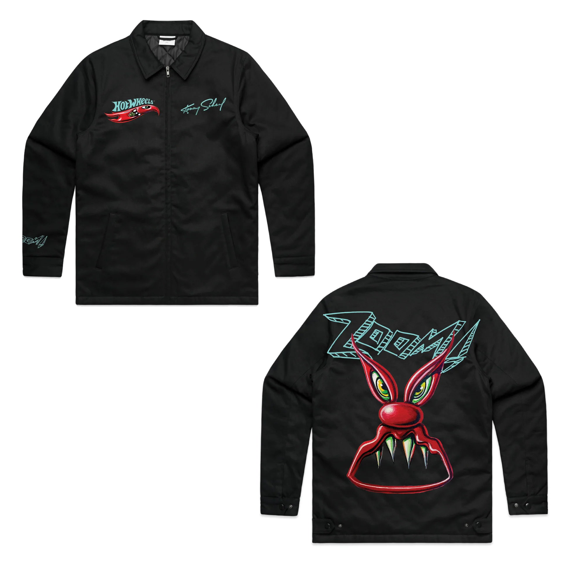 Hot Wheels x Kenny Scharf Black Embroidered Zip Front Jacket - Image 4