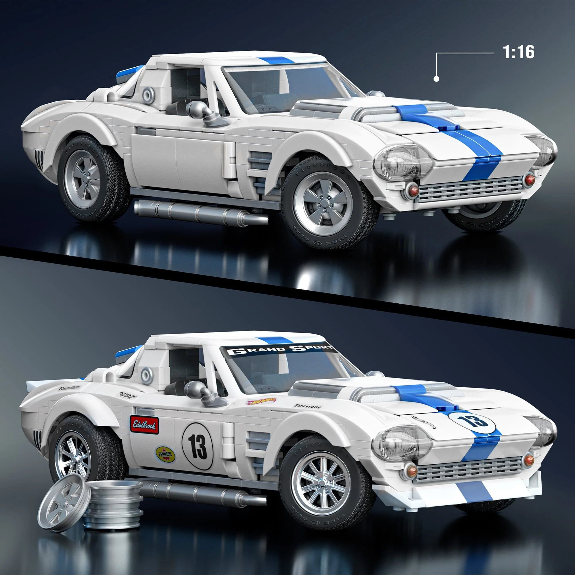 Mattel Brick Shop Hot Wheels Corvette Grand Sport Building Set - Image 3