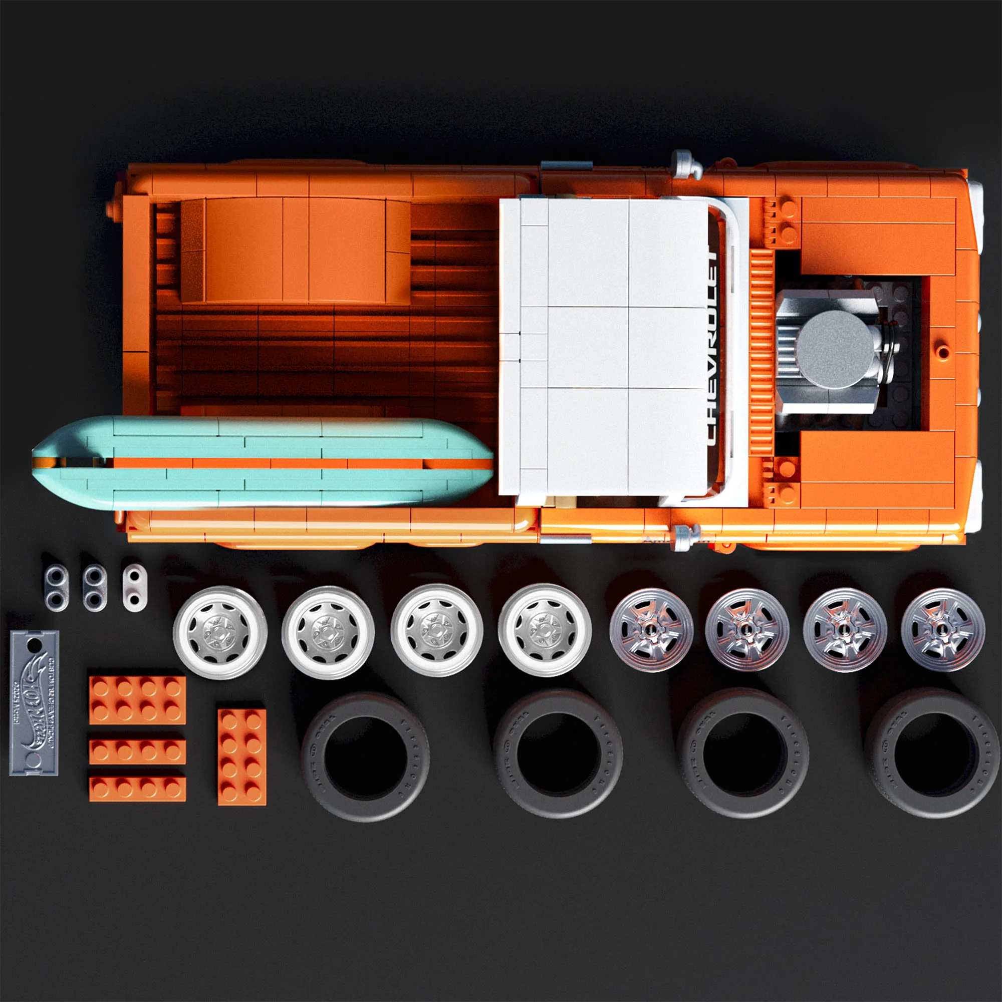 Mattel Brick Shop Hot Wheels Custom ’62 Chevy Pickup Building Set - Image 4