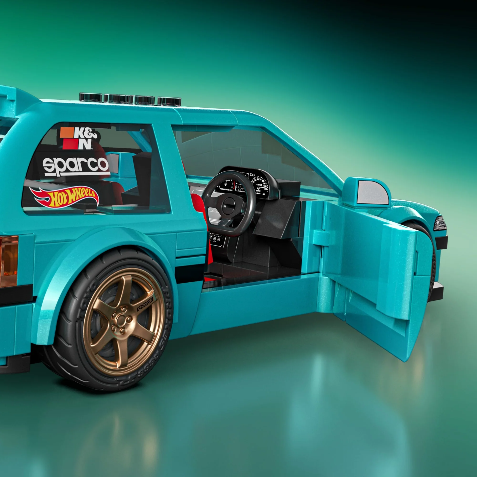 Mattel Brick Shop Hot Wheels Custom ’90 Honda Civic EF Building Set - Image 6