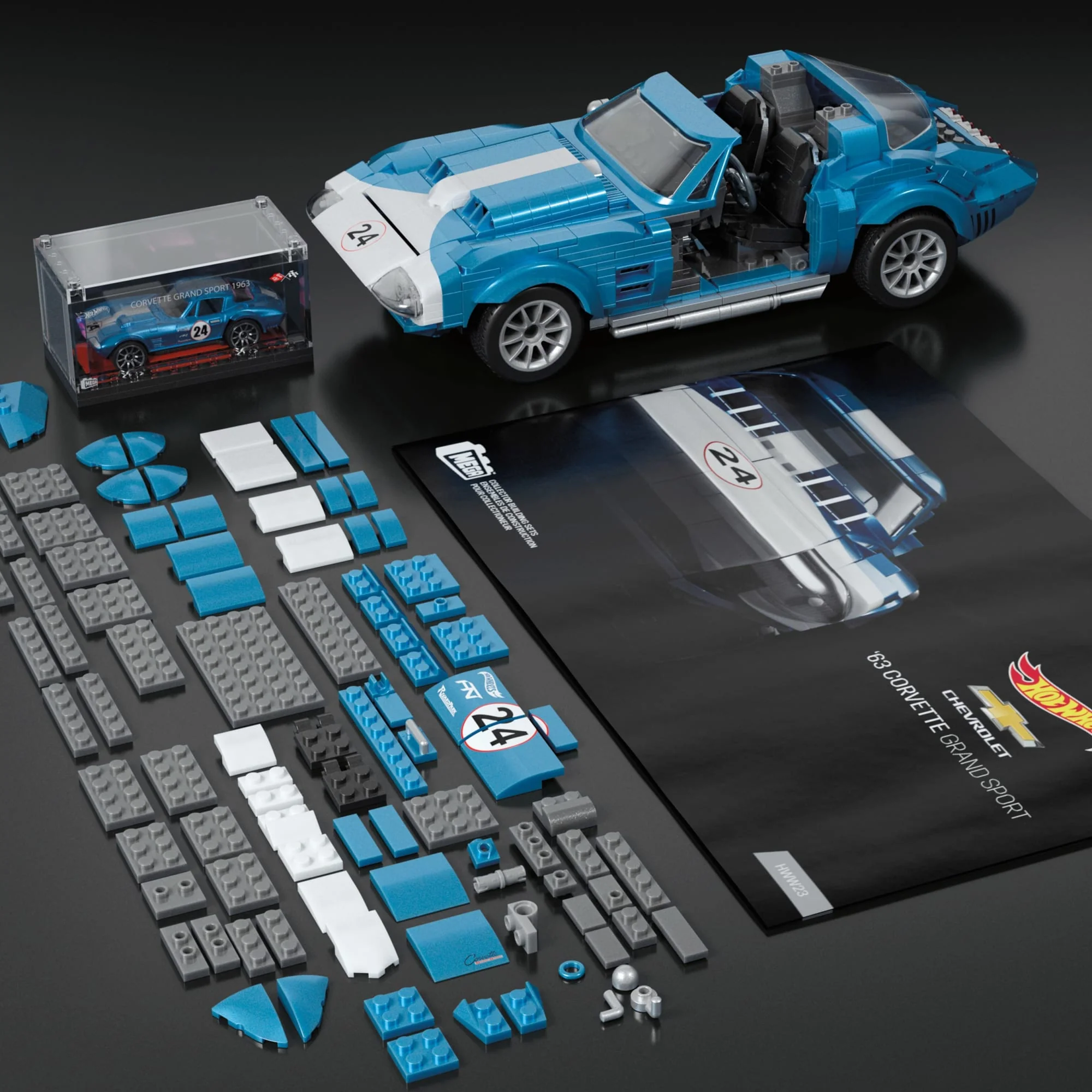 MEGA Hot Wheels '63 Corvette Grand Sport Race Car Building Kit - Image 4