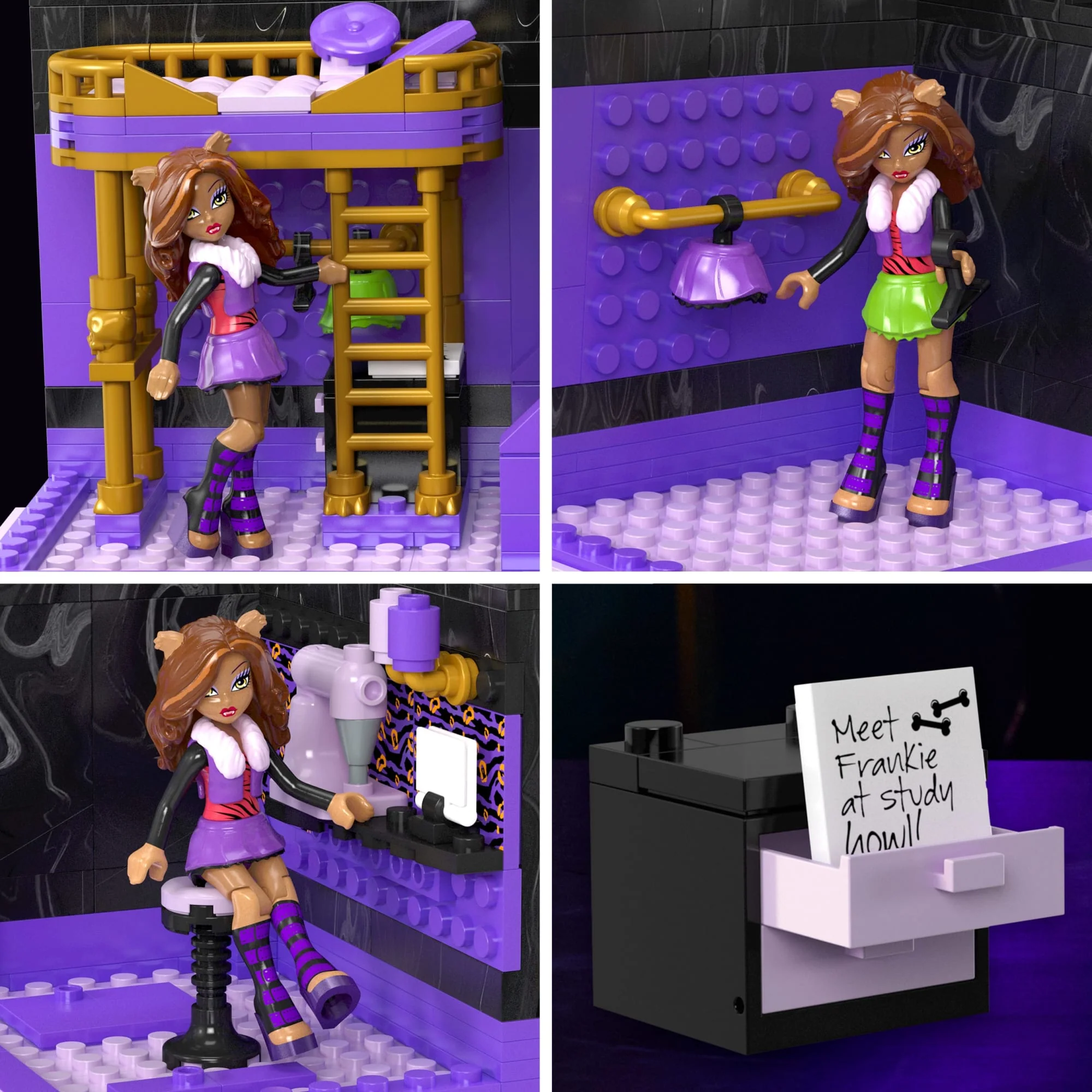 MEGA Monster High Clawdeen's Boo-k Den Building Toy Kit - Image 3