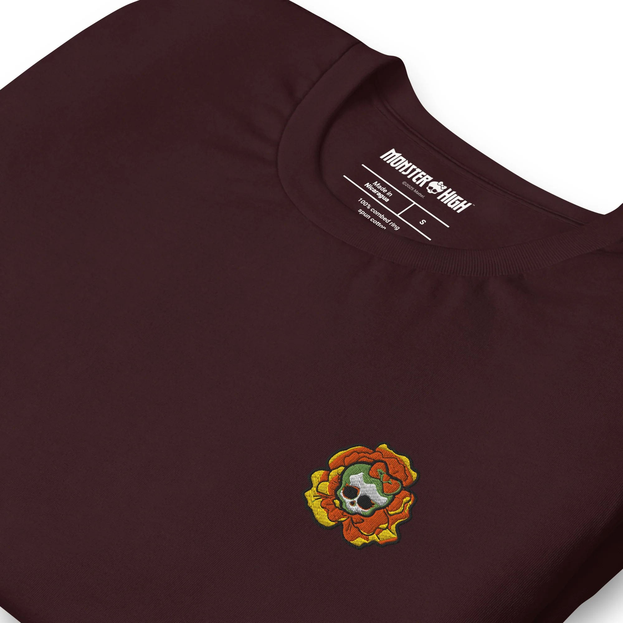 Monster High Skelita Día de Muertos Embroidered Oxblood T-Shirt - Image 4